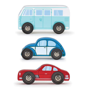 Set de 3 petites voitures Papo en bois, Collection PAPO CITY, jouet éducatif idéal pour enfants