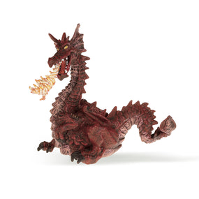 Figurine Dragon rouge avec flamme Papo en PVC, Collection Monde enchanté, jouet éducatif idéal pour enfants