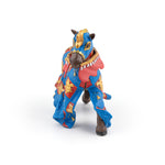 Cheval bleu fleur de lys Papo en PVC, Collection Médiéval, jouet éducatif idéal pour enfants et collectionneurs