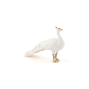 Figurine Paon blanc Papo en PVC, thème basse-cour, Collection Vie à la ferme, jouet éducatif idéal pour enfants et collectionneurs