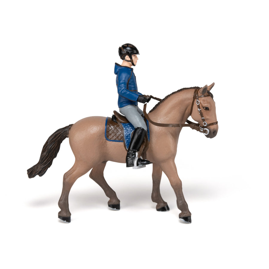 Figurine Cheval de promenade et son cavalier Papo en PVC, Collection chevaux, jouet éducatif idéal pour enfants et collectionneurs